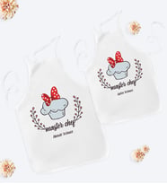 BK Gift Kişiye Özel İkili Anne Kız Mutfak Önlüğü Seti - 5 (Beyaz)