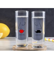 BK Gift Kişiye Özel Renkli Baskılı Picasso Figür Tasarımlı İkili Vodka Bardağı-1 (Beyaz)
