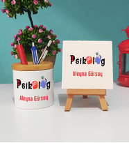 Psikolog Kalemlik ve Dekoratif Taş Baskı Seti