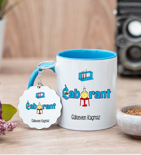 Laborant Mavi Kupa Bardak Ve Anahtarlık Set