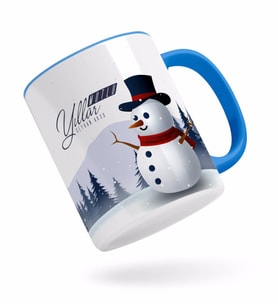 BK Gift Kişiye Özel Yılbaşı Mutlu Yıllar Mavi Kupa Bardak-19