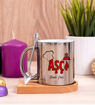 Aşçı Ahşap Altlıklı Silver Kupa Bardak