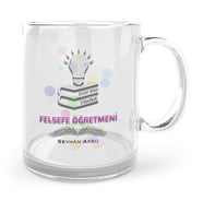 BK Gift Kişiye Özel Felsefe Öğretmeni Cam Kupa Bardak  1