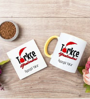 Türkçe Öğretmeni Sarı Kupa Bardak Ve Bardak Altlığı Seti