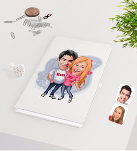 BK Gift Kişiye Özel Sevgililer Karikatürlü Beyaz Defter-5