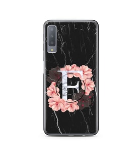 Mermer Çiçekli Harf Tasarım Süper Şeffaf Silikon Telefon Kılıfı Samsung A7 (2017