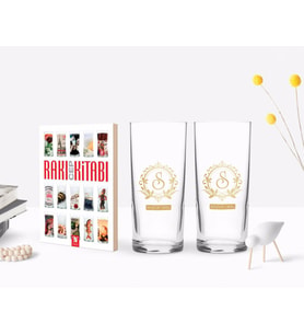 BK Gift Kişiye Özel Renkli Baskılı İsimli İkili Rakı Bardağı ve Rakı Cep Kitabı Hediye Seti-16 (Model 1)
