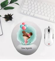Kişiye Özel Bilek Destekli Mouse Pad Balon Tutan Kız Desenli