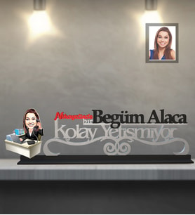 Kişiye Özel Patron Karikatürlü Kolay Yetişmiyor Ahşap Biblo Bayan-17