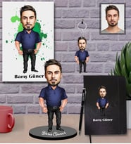 Kişiye Özel Erkek Karikatürlü 5 li Hediye Seti Model-7