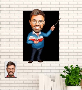 Kişiye Özel Öğretmenler Günü Hediyesi Karikatür Ahşap Tablo