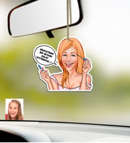 BK Gift Kişiye Özel Bayan Kolay Yetişmiyor Karikatürlü Ahşap Araba Dikiz Ayna Süsü-7 (Beyaz)
