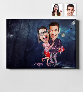 BK Gift Kişiye Özel Karikatür Kanvas Tablo 50x70cm 3