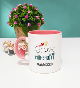 Mesajlı Uçak Mühendisi Tasarımlı Kişiye Özel Hediye Uçak Mühendisi Kupa Bardak Pembe