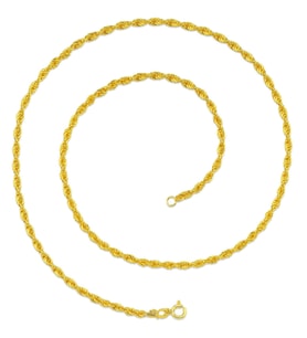Gümüş Halat Burgu Zincir Erkek Kolye 55cm 3mm 10gr msn01 (Sarı)