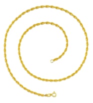 Gümüş Halat Burgu Zincir Erkek Kolye 55cm 3mm 10gr msn01 (Sarı)