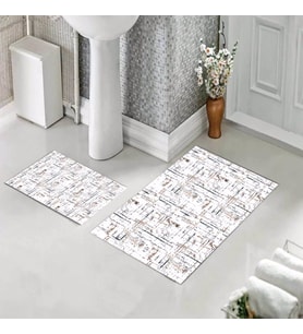 Banyo Halısı Ikili Klozet Takımı Kaymaz Tabanlı (60 xm x 100 cm + 40 cm x 60 cm) 