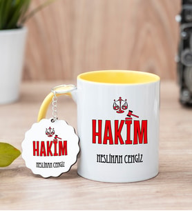 Hakim Sarı Kupa Bardak Ve Anahtarlık Set