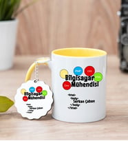 Bilgisayar Mühendisi Sarı Kupa Bardak Ve Anahtarlık Set