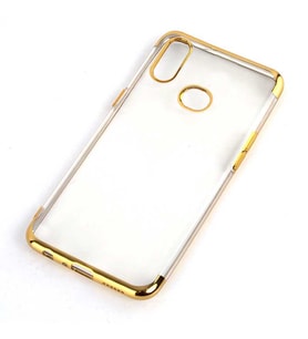Galaxy A10S Kılıf Zore Dört Köşeli Lazer Silikon Kılıf (Gold)