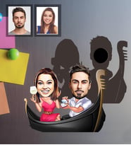 Kişiye Özel Sevgili Karikatürlü Ahşap Magnet Model 18