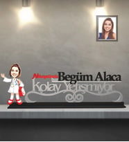 Kişiye Özel Doktor Karikatürlü Kolay Yetişmiyor Ahşap Biblo Bayan-1