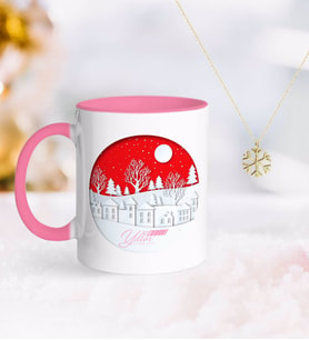 BK Gift Kişiye Özel Yılbaşı Mutlu Yıllar Pembe Kupa ve Kar Tanesi Kolye-24 (Model 1)
