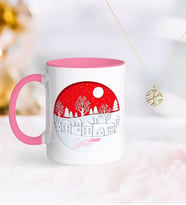 BK Gift Kişiye Özel Yılbaşı Mutlu Yıllar Pembe Kupa ve Kar Tanesi Kolye-24 (Model 1)