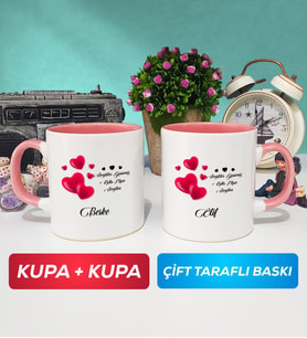 İkili Sevgililer Günü Hediyesi Kupa Bardak Pembe