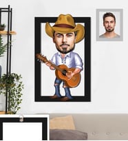 Kişiye Özel Gitarist Karikatürlü 3D Ahşap Tablo 30x47 Bay-1