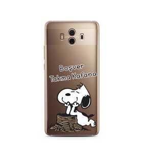 Snoopy Tasarımlı Süper Şeffaf Silikon Telefon Kılıfı Huawei Mate 10 Pro 