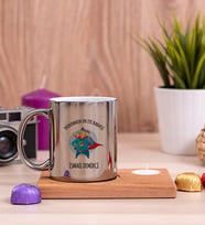 Süper Baba Ahşap Altlıklı Mumlu Silver Kupa Bardak