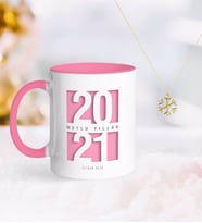 BK Gift Kişiye Özel 2024 Mutlu Yıllar Pembe Kupa ve Kar Tanesi Kolye-7 (Model 1)