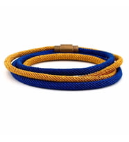 SARI LACİVERT İKİ SIRA SARMA METAL KLİPS ERKEK BİLEKLİK BT443