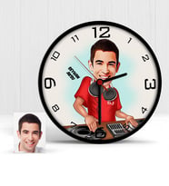 BK Gift Kişiye Özel Dj Karikatür Ahşap Duvar Saati  1