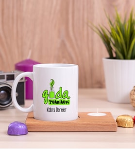 Gıda Teknikeri Ahşap Altlıklı Mumlu Beyaz Kupa Bardak