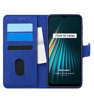 Microsonic Realme 5i Kılıf Fabric Book Wallet Lacivert