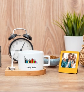 İktisatçı Fincan ve Turuncu Mini Fotoğraf Çerçevesi