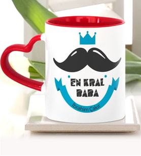 BK Gift Kişiye Özel Babalar Günü Temalı Kırmızı Kalpli Kupa Bardak 15497