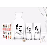 BK Gift Kişiye Özel Renkli Baskılı Atatürk Temalı İkili Rakı Bardağı Karaf ve Cep Kitabı Hediye Seti-24 (Model 1)