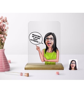 BK Gift Kişiye Özel Kadın Kolay Yetişmiyor Karikatürlü Ahşap Standlı Çerçeve-5 (Beyaz)