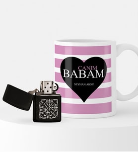BK Gift Kişiye Özel Canım Babam Benzinli Çakmak ve Kupa Seti-1 (Model 1)