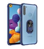 Microsonic Samsung Galaxy A21 Kılıf Grande Clear Ring Holder Lacivert