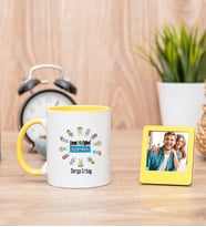Çocuk Gelişimi Öğretmeni Sarı Kupa Bardak ve Sarı Mini Fotoğraf Çerçevesi