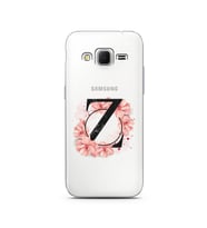 Pembe Çiçekli Harf Tasarım Süper Şeffaf Silikon Telefon Kılıfı Samsung Core Prim