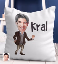 BK Gift Kişiye Özel Erkek Kral Karikatürlü Beyaz Yastık-2