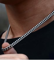 Küba Gurmet Model Erkek Çelik Zincir Kolye eck29k (Beyaz)