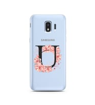 Pembe Çiçekli Harf Tasarım Süper Şeffaf Silikon Telefon Kılıfı Samsung J2 Pro (2