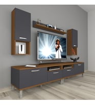 Decoraktiv Eko 5220da Mdf Krom Ayaklı Tv Ünitesi Tv Sehpası (Antrasit - Ceviz)