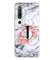 Mermer Çiçekli Harf Tasarım Süper Şeffaf Silikon Telefon Kılıfı Xiomai Mi10- Mi 